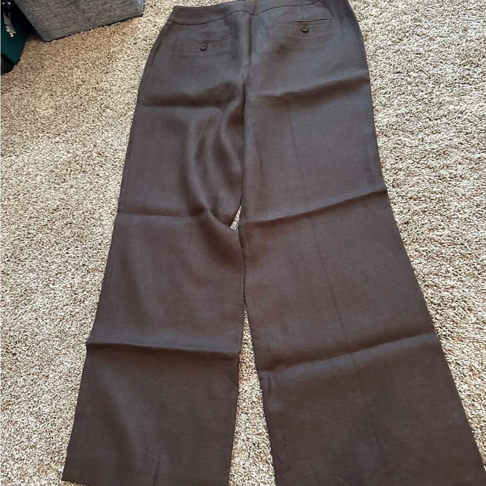 Talbots Brown Women’s 14 Heritage wide leg Pure Irish Linen pant ☘️ 👖 NWT